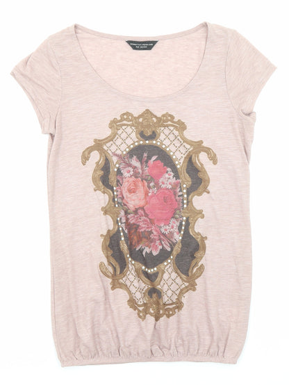 Dorothy Perkins Womens Pink Polyester Basic T-Shirt Size 10 Round Neck