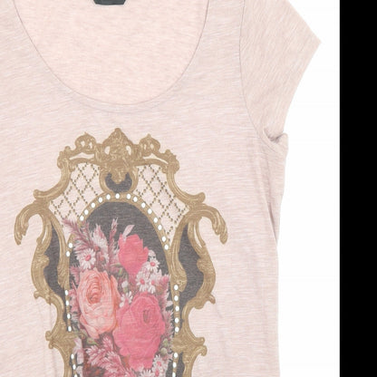 Dorothy Perkins Womens Pink Polyester Basic T-Shirt Size 10 Round Neck
