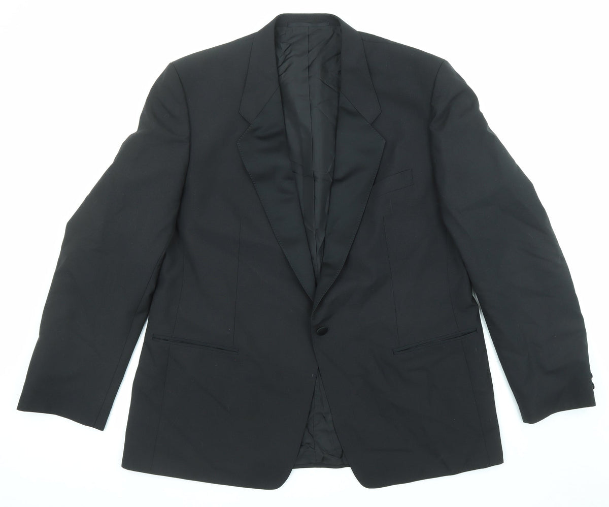 Hacker Mens Black Polyester Jacket Suit Jacket Size 48 Regular
