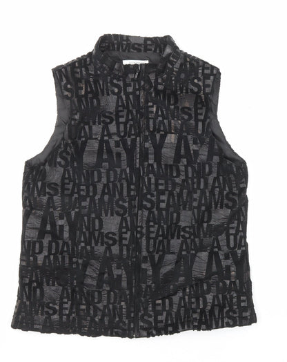 Signature Experience Womens Black Geometric Gilet Jacket Size M Zip