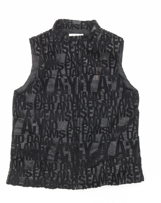 Signature Experience Womens Black Geometric Gilet Jacket Size M Zip