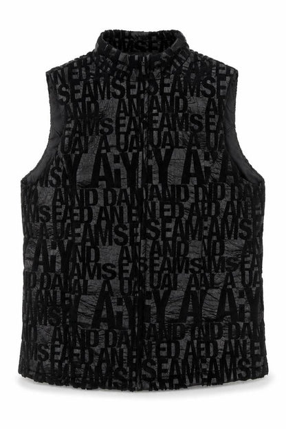 Signature Experience Womens Black Geometric Gilet Jacket Size M Zip