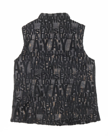 Signature Experience Womens Black Geometric Gilet Jacket Size M Zip