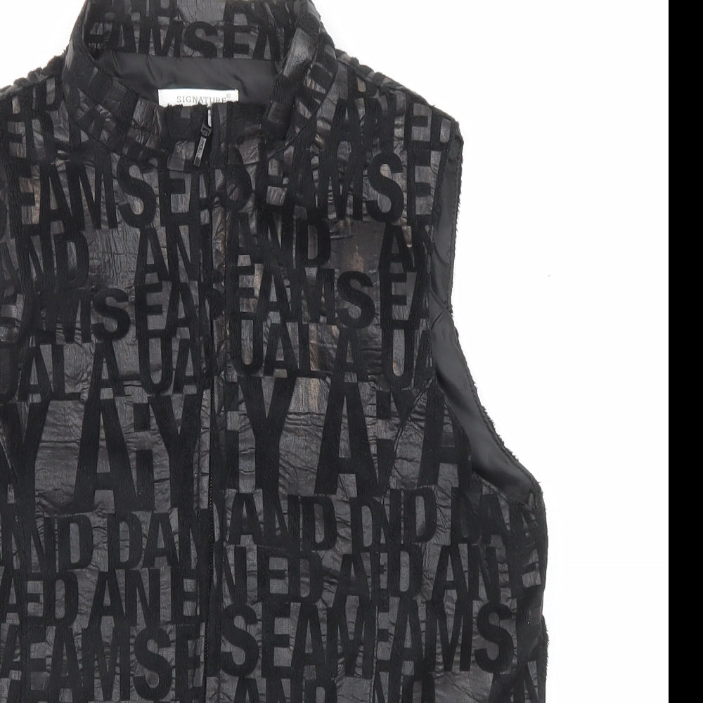 Signature Experience Womens Black Geometric Gilet Jacket Size M Zip