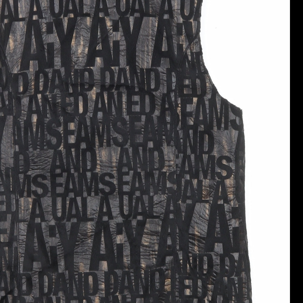Signature Experience Womens Black Geometric Gilet Jacket Size M Zip
