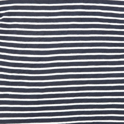 Autograph Girls Blue Round Neck Striped Cotton Pullover Jumper Size 15-16 Years Button