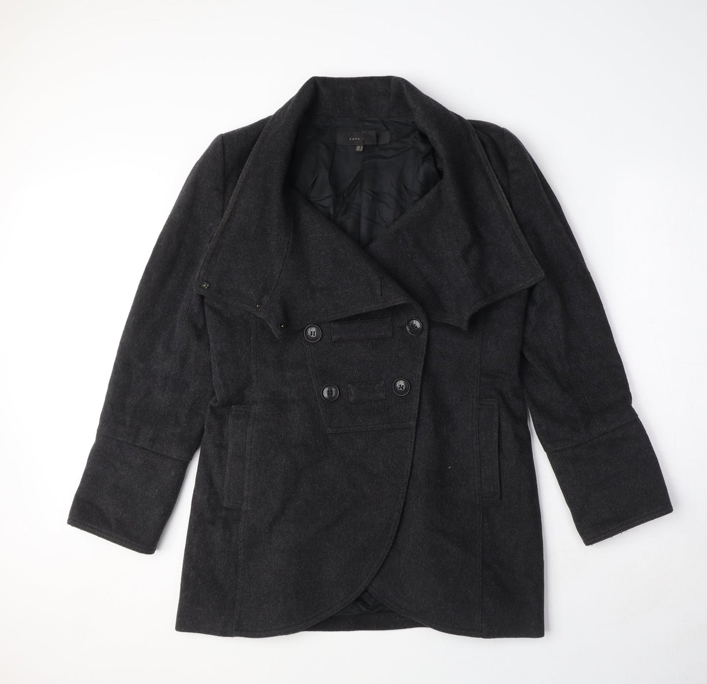 Womens UK Size M Zara Grey Pea Coat