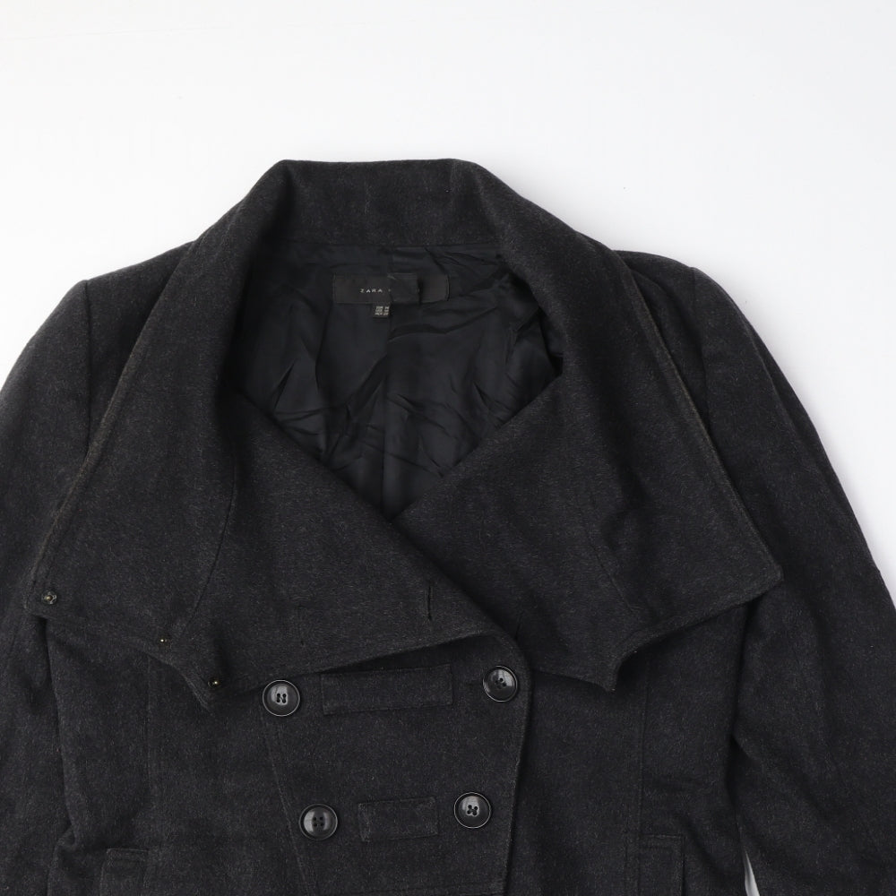 Womens UK Size M Zara Grey Pea Coat