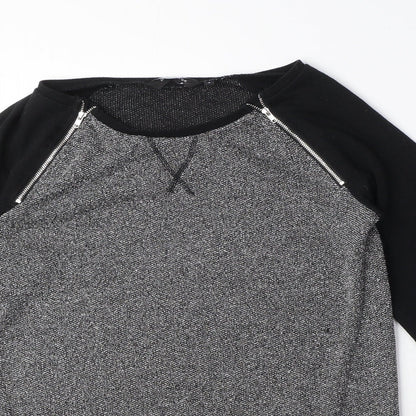 New Look Womens Grey Polyester Pullover Sweatshirt Size 8 Pullover - Zip Detail