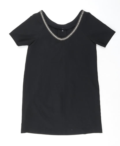 Monsoon Womens Black Polyester A-Line Size 12 Scoop Neck Pullover - Beaded Neckline