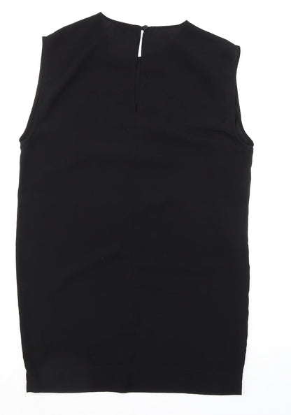 mbyM Womens Black Polyester A-Line Size XS Round Neck Button