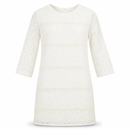 Warehouse Womens Ivory Polyamide A-Line Size 10 Round Neck Hook & Eye