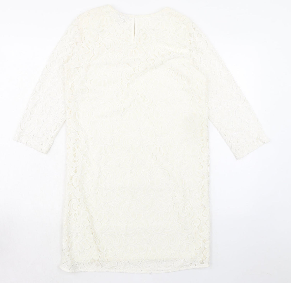Warehouse Womens Ivory Polyamide A-Line Size 10 Round Neck Hook & Eye