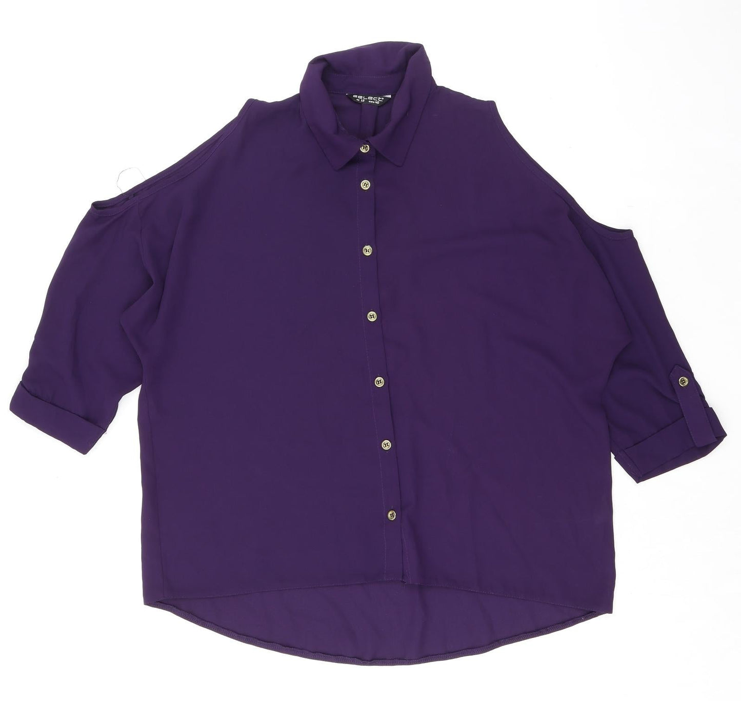 Womens UK Size 12 Select Purple Basic Button-Up