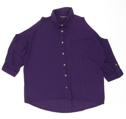 Womens UK Size 12 Select Purple Basic Button-Up