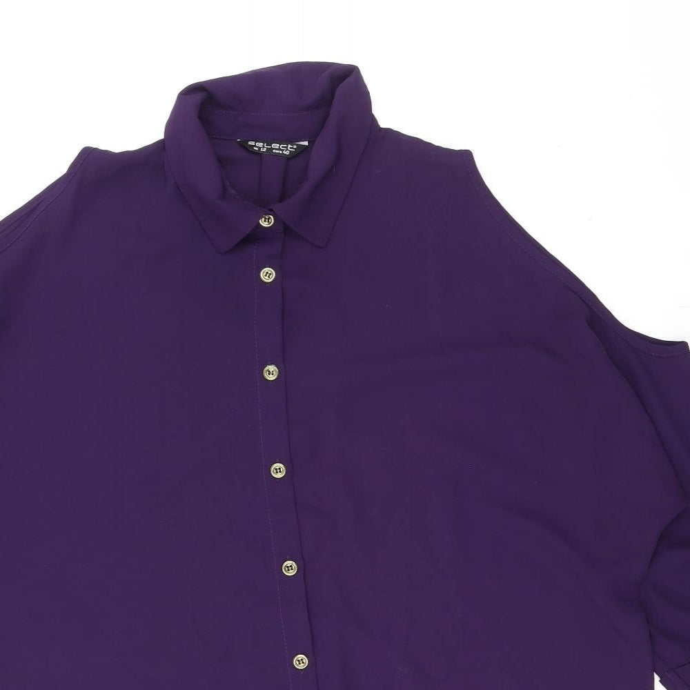 Womens UK Size 12 Select Purple Basic Button-Up