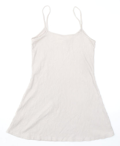 H&M Womens Beige Cotton A-Line Size M Round Neck Pullover - Ribbed