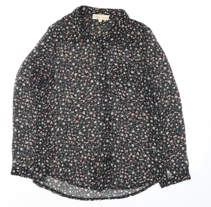 Womens UK Size 10 Cameo Rose Black Basic Button-Up