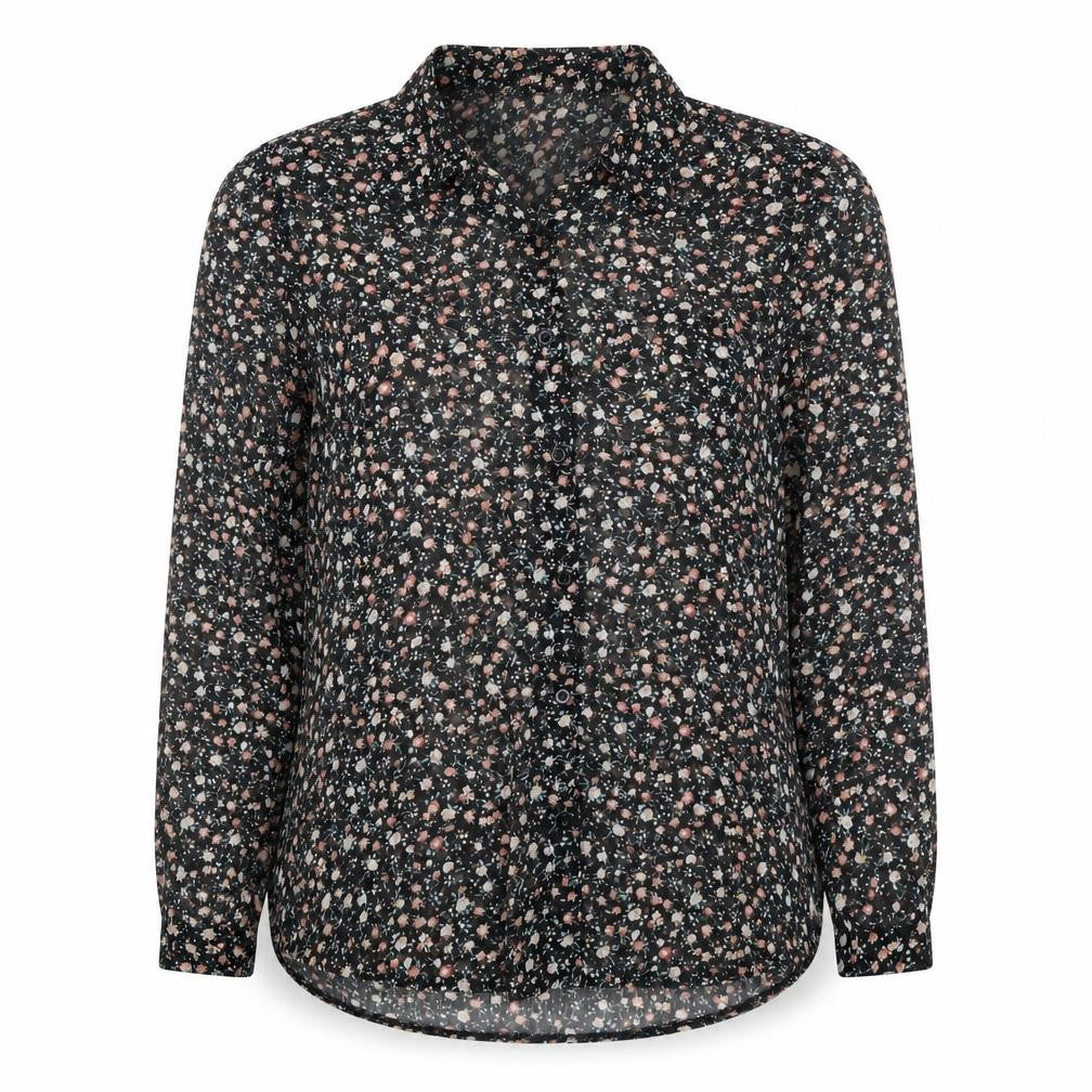 Womens UK Size 10 Cameo Rose Black Basic Button-Up