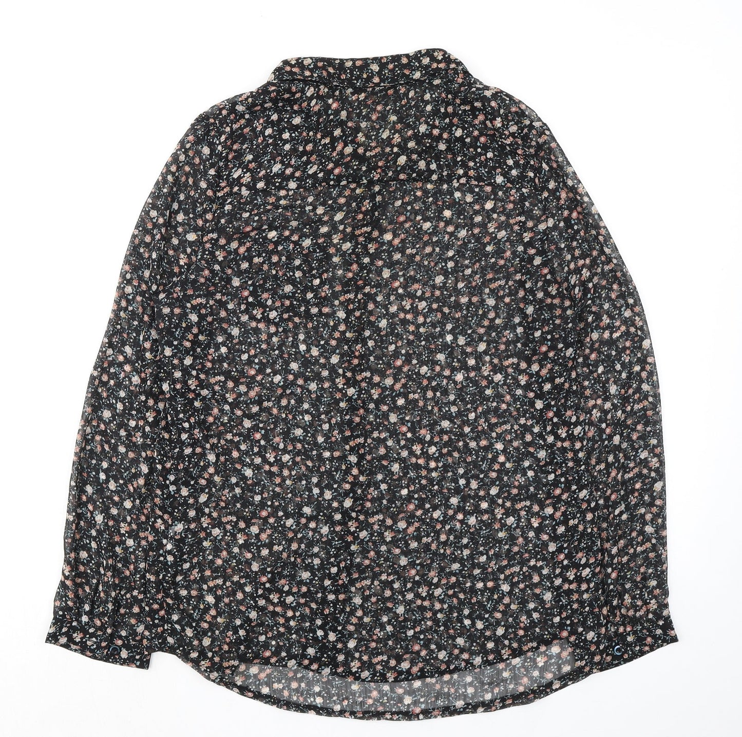 Womens UK Size 10 Cameo Rose Black Basic Button-Up