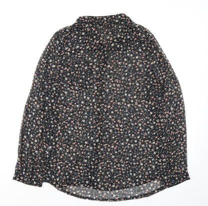 Womens UK Size 10 Cameo Rose Black Basic Button-Up