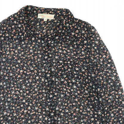 Womens UK Size 10 Cameo Rose Black Basic Button-Up