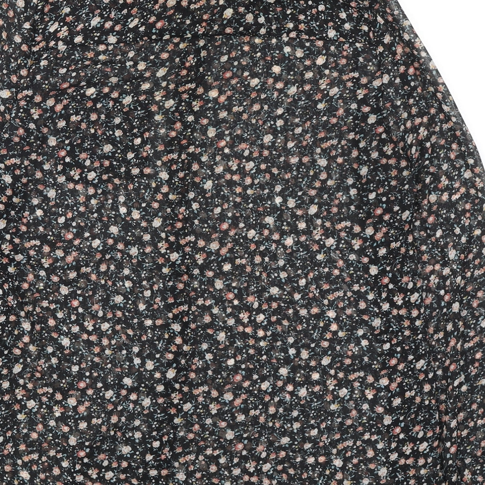 Womens UK Size 10 Cameo Rose Black Basic Button-Up