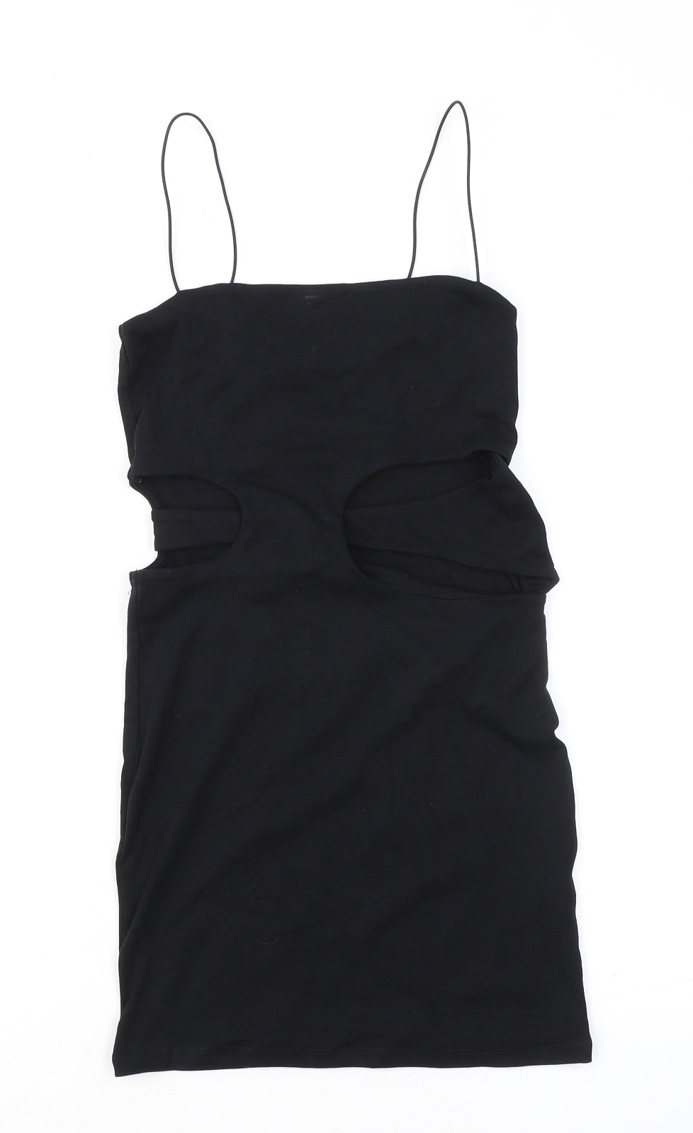 Zara Womens Black Polyester Bodycon Size M Square Neck Pullover