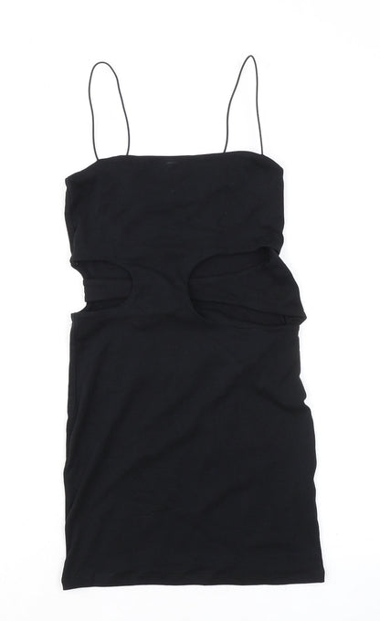 Zara Womens Black Polyester Bodycon Size M Square Neck Pullover