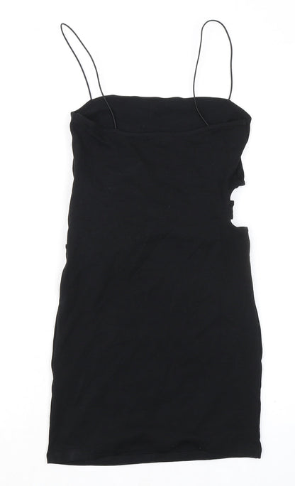 Zara Womens Black Polyester Bodycon Size M Square Neck Pullover