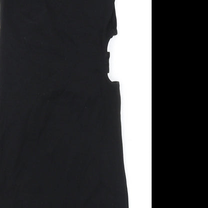 Zara Womens Black Polyester Bodycon Size M Square Neck Pullover