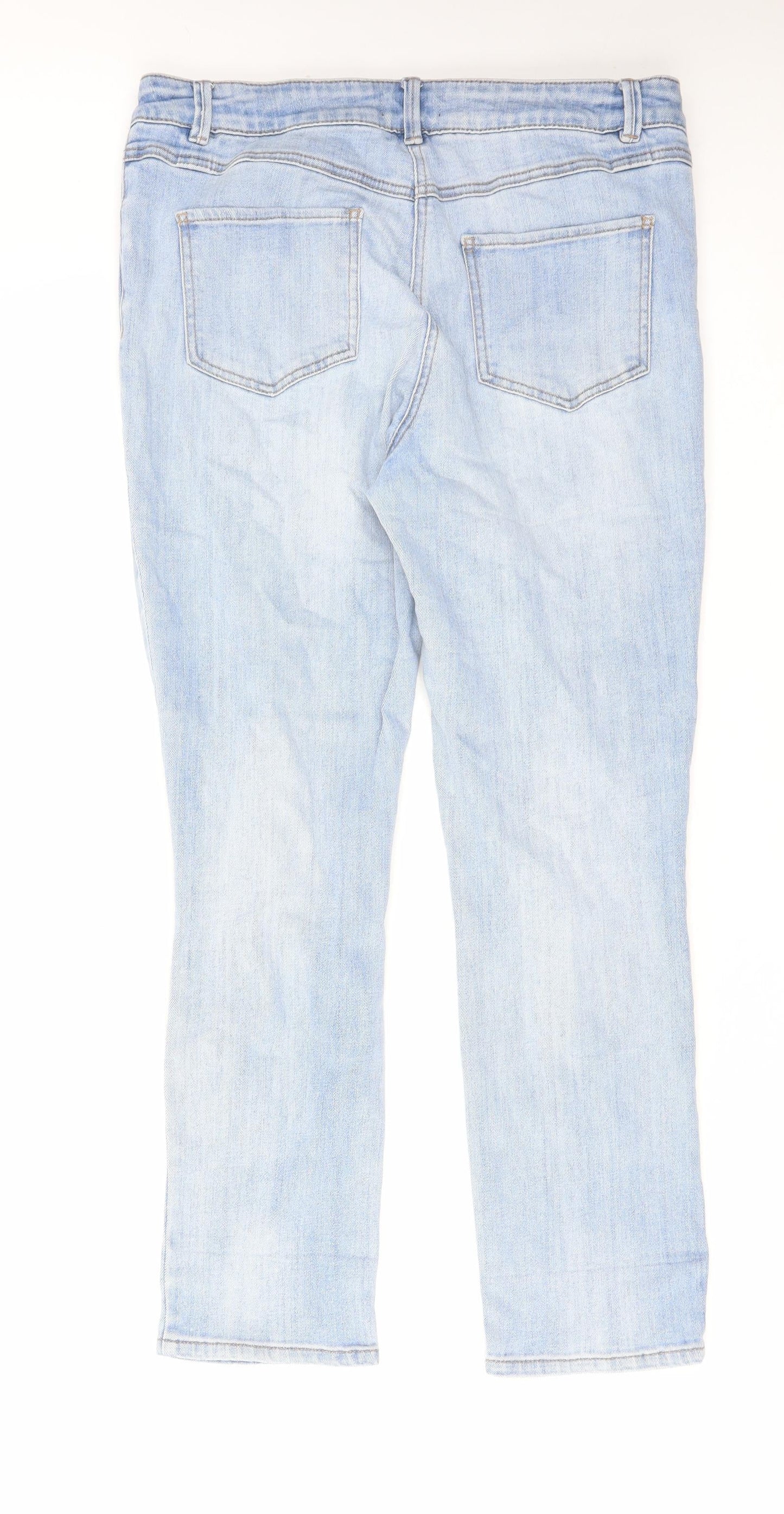 Papaya Womens Blue Cotton Skinny Jeans Size 14 L27 in Regular Zip