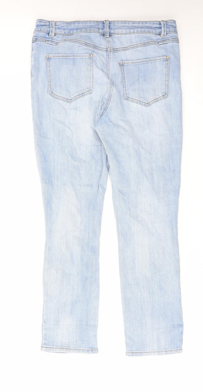 Papaya Womens Blue Cotton Skinny Jeans Size 14 L27 in Regular Zip