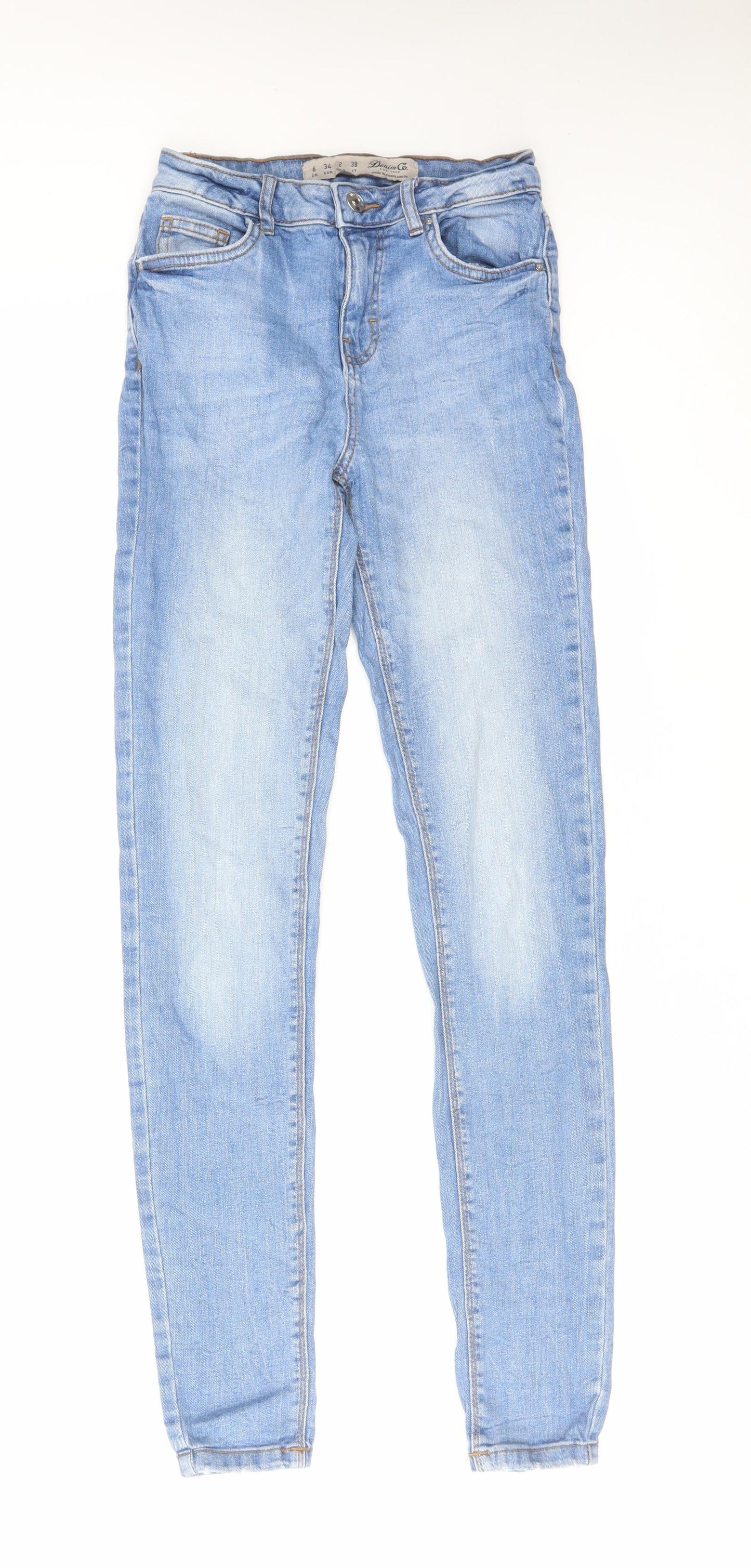 Denim & Co. Womens Blue Cotton Skinny Jeans Size 6 L31 in Regular Zip