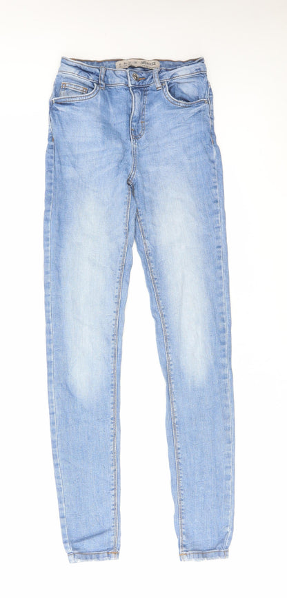 Denim & Co. Womens Blue Cotton Skinny Jeans Size 6 L31 in Regular Zip