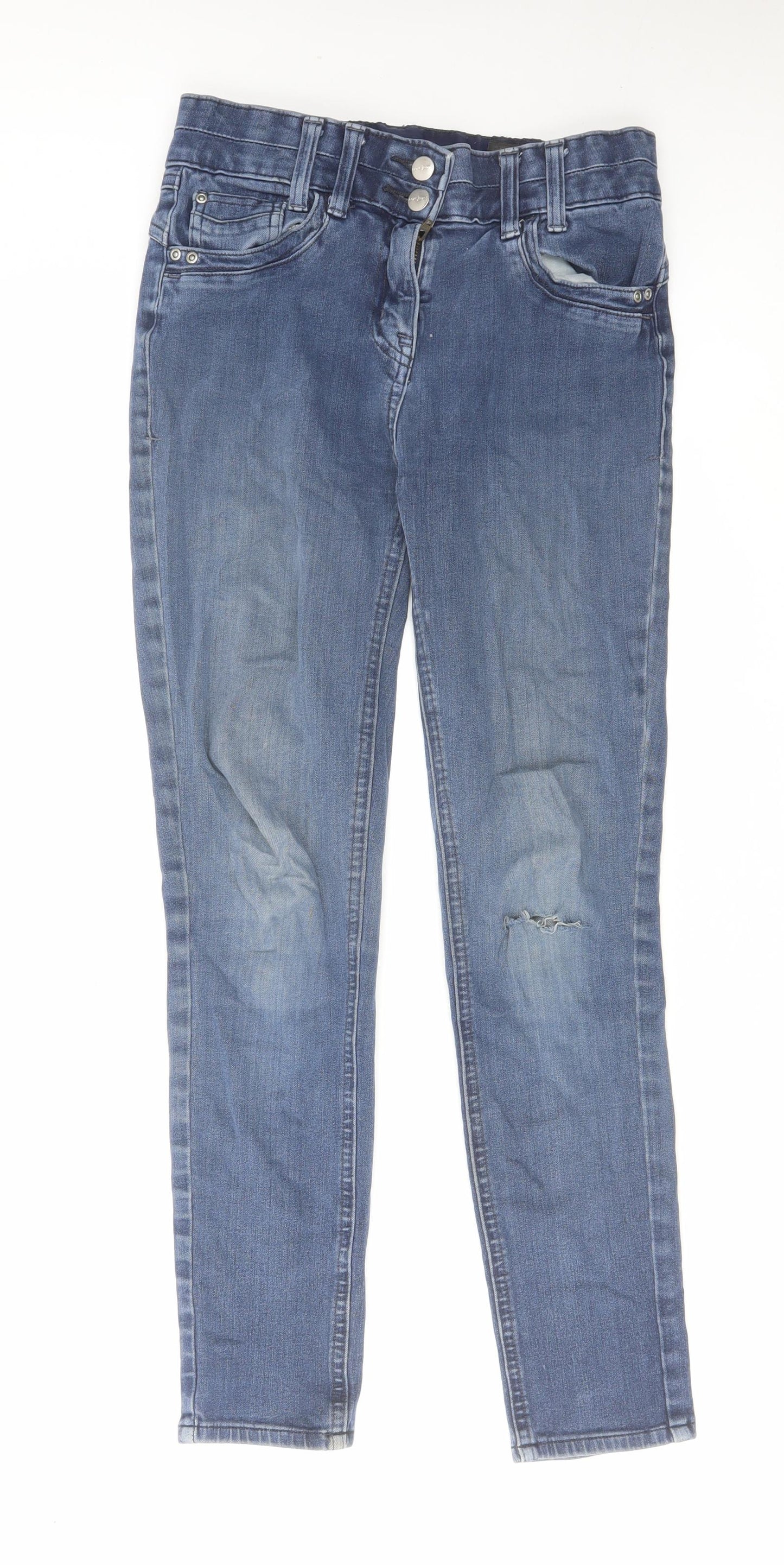 NEXT Womens Blue Cotton Straight Jeans Size 10 L26 in Regular Zip