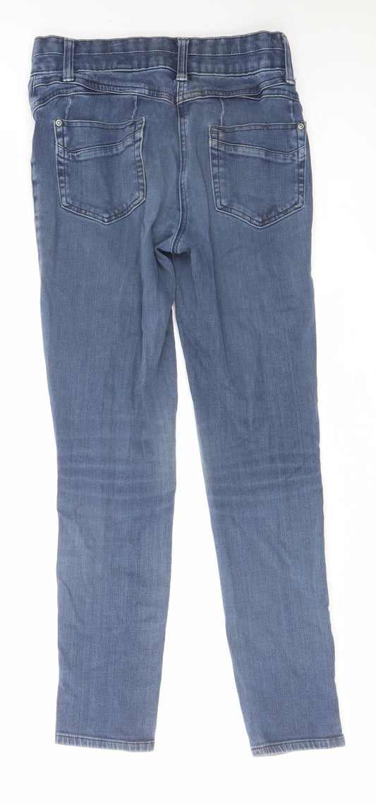 NEXT Womens Blue Cotton Straight Jeans Size 10 L26 in Regular Zip