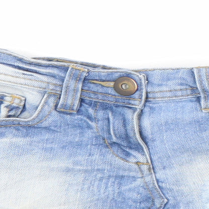 NEXT Girls Blue Cotton Mini Skirt Size 3 Years Regular Zip
