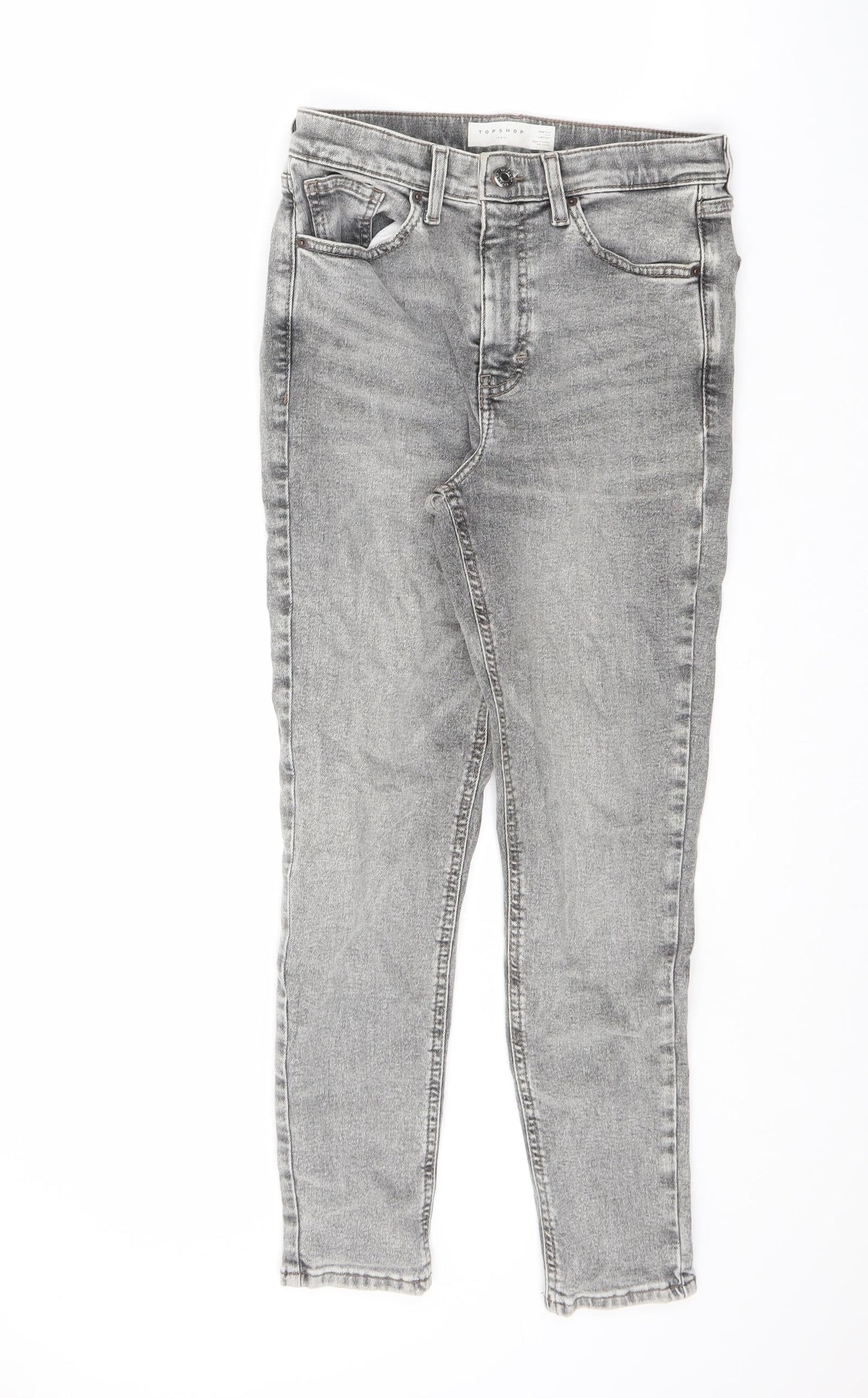 Topshop Womens Grey Cotton Skinny Jeans Size 28 in L30 in Regular Zip