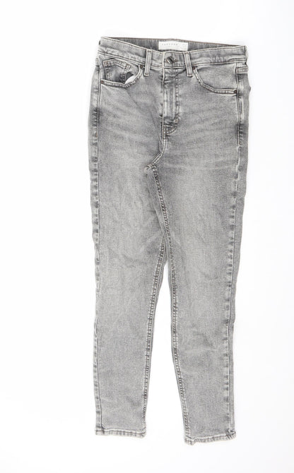 Topshop Womens Grey Cotton Skinny Jeans Size 28 in L30 in Regular Zip