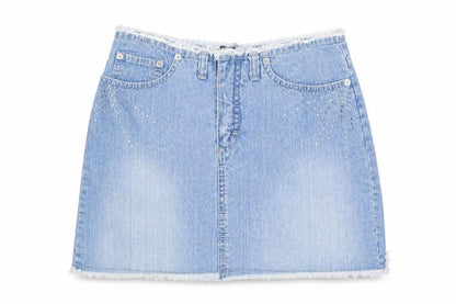 Paragon Womens Blue Cotton Cargo Skirt Size 8 Zip