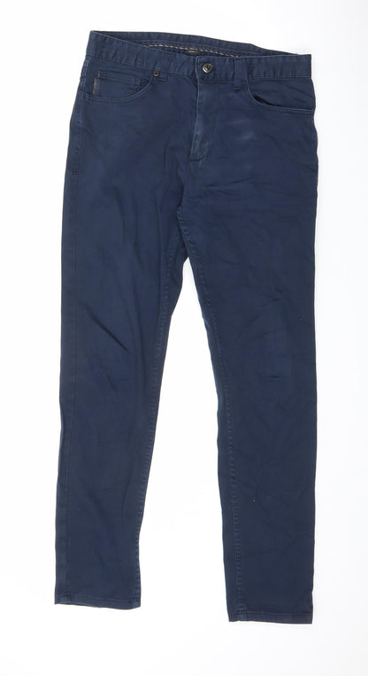 Zara Mens Blue Cotton Straight Jeans Size 32 in L29 in Slim Zip