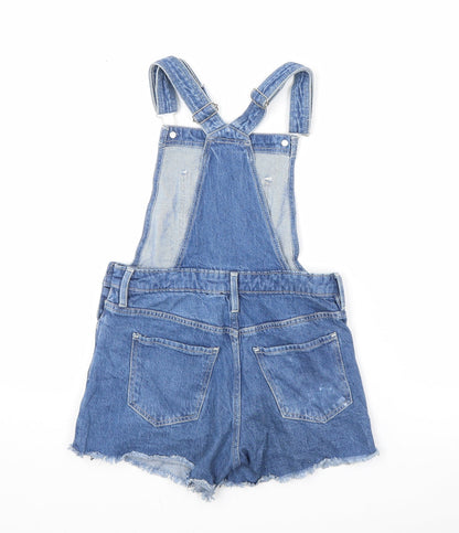 Imporio Girls Blue Cotton Dungaree One-Piece Size 11 Years Hook & Eye