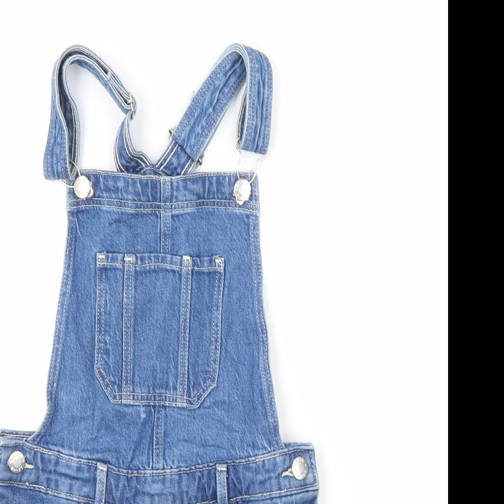 Imporio Girls Blue Cotton Dungaree One-Piece Size 11 Years Hook & Eye