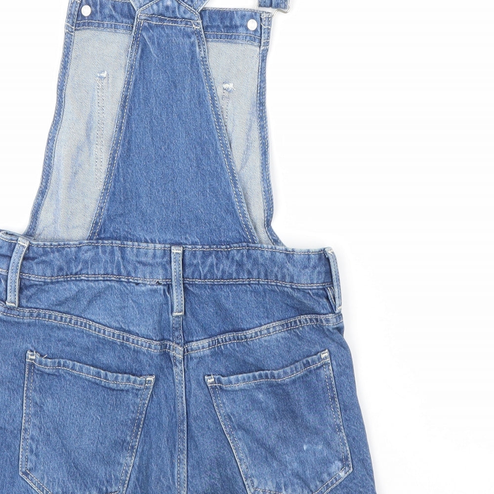 Imporio Girls Blue Cotton Dungaree One-Piece Size 11 Years Hook & Eye