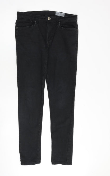 Denim & Co. Mens Black Cotton Straight Jeans Size 32 in L32 in Slim Zip
