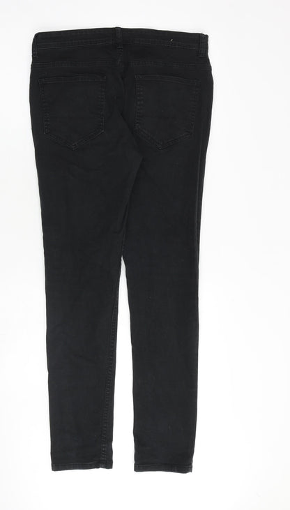 Denim & Co. Mens Black Cotton Straight Jeans Size 32 in L32 in Slim Zip