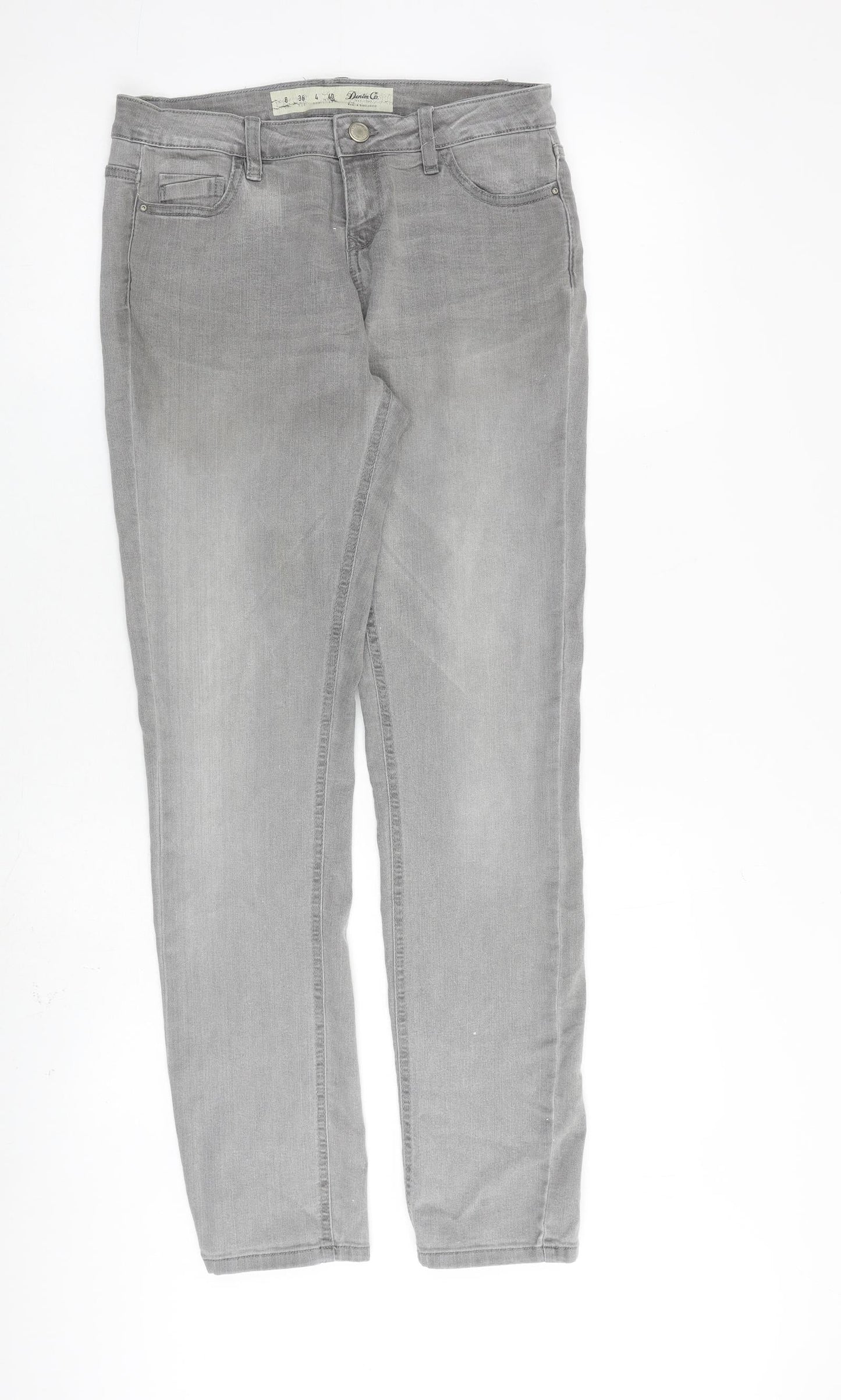 Denim & Co. Womens Grey Cotton Straight Jeans Size 8 L29 in Regular Zip