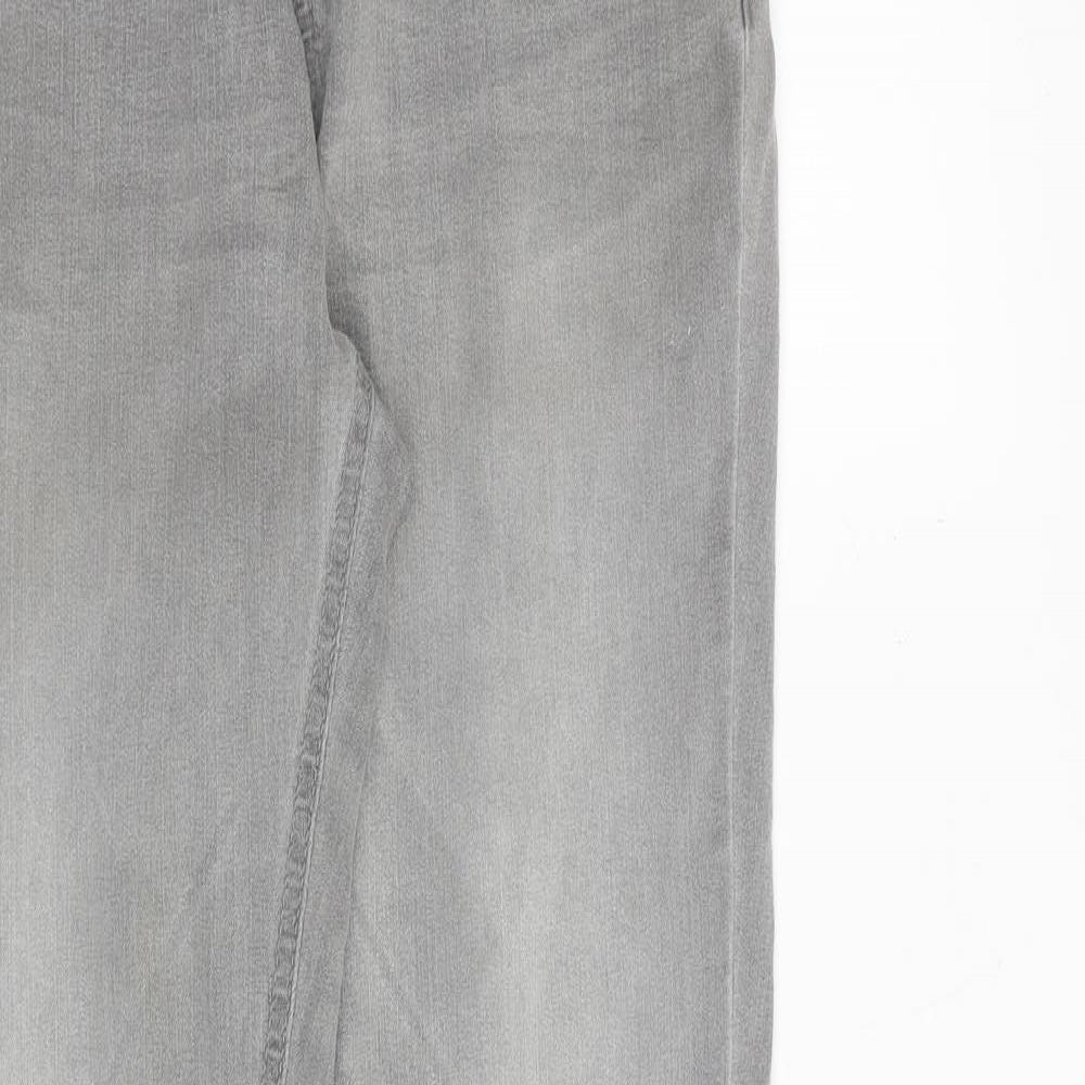 Denim & Co. Womens Grey Cotton Straight Jeans Size 8 L29 in Regular Zip