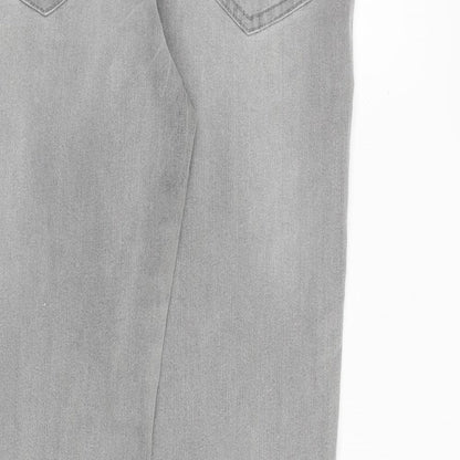 Denim & Co. Womens Grey Cotton Straight Jeans Size 8 L29 in Regular Zip